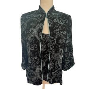 Alex Evenings Black and Silver Paisley Blouse